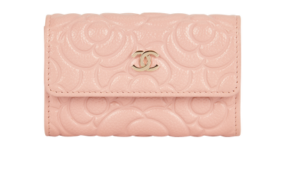 Chanel Embossed Camellia Card Holder, &pound;495, Accessories, Pink, Leather, Front view